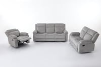 طقم كراسي إسترخاء قماش مقلم - 6 أشخاص لون رمادي