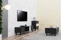 طقم طاولات غرفة معيشة 3 قطع - أسود