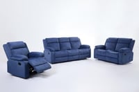 طقم كراسي إسترخاء قماش مقلم - 6 أشخاص لون أزرق غام...