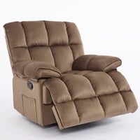 كرسي إسترخاء هزاز ودوار قماش مخمل ناعم جداً- بني