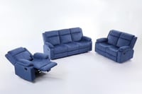 طقم كراسي إسترخاء قماش مقلم - 6 أشخاص لون أزرق غام...