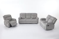 طقم كراسي إسترخاء قماش مقلم - 6 أشخاص لون رمادي