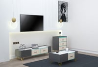 طقم طاولات غرفة معيشة 3 قطع - رمادي