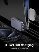 شاحن يو جرين جداري 65 واط 3 مخارج بتقنية PD أسود