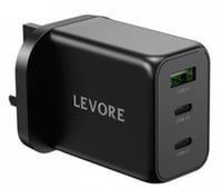 شاحن جداري ليفوري 65 واط منفذين USB-C ومنفذ USB-A