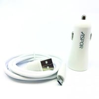 شاحن سيارة ASPOR – A902C + كابل 1م ابيض
