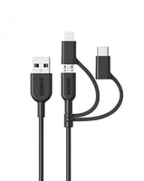 سلك شاحن انكر USB باورلاين 3 في 1 - ابيض