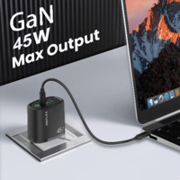 شاحن و كيبل سريع 45 واط 6A غيرلاكس بمدخلين تايب سي...