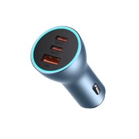 شاحن سيارة 65 واط منفذين PD + منفذ USB من بيسوس