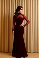 فستان مخمل برغندي 8344