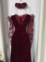 فستان مخمل برغندي