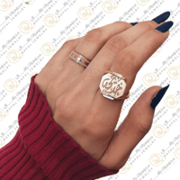 خاتم ملكي - بالاسم - فضه إيطالي عيار 925 - الون صد...