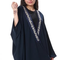 عباية بشت الحروف لون كحلي - فضي