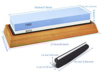 حجر جلخ وسن السكاكين3000/1000، مع قاعدة من خشب الب...