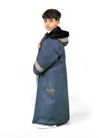 فروة ولادي بلون الأزرق مع جلد رصاصي