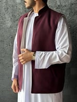 سديري جوخ عنابي و ابيض لؤلؤي