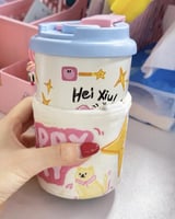 Colorful Coffee cup with strap