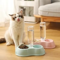 موزع الطعام الجاف 2 في 1 للحيوانات الاليفة مع قارو...