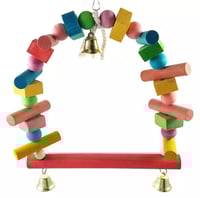 مجثم ببغاء لعبة طيور خشبية شكل قوس - حجم كبير