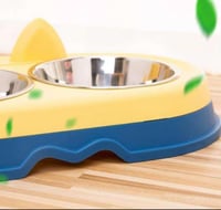 صحن أكل مزدوج لاطعام الحيوانات الاليفة - مأكلية قط...