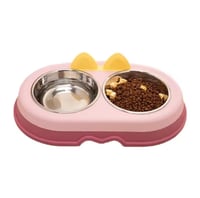 صحن أكل مزدوج لاطعام الحيوانات الاليفة - مأكلية قط...