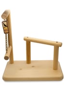 قاعدة مجثم طيور ستاند خشبي مع مرجيحة للطيور المتوس...