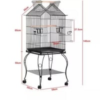 قفص ببغاء حجم كبير اللون ذهبي- قفص طيور مع ستاند و...