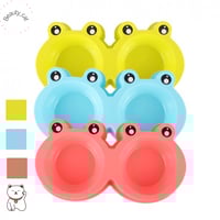 صحن طعام مزدوج نمط الضفدع للقطط والحيوانات الاليفة...