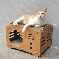 بيت خشبي للقطط - بيت دائري - خداشة قطط