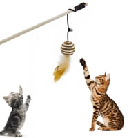 سنارة تفاعلية للقطط والحيوانات الاليفة - كرة الريش