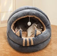 سرير الحيوانات الاليفة بيت قطط دائري للكيتن- كوخ ق...