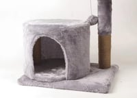 خداشة قطط ثنائية (مقعد وكوخ من القطيفة) للقطط الام...