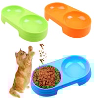 صحن دائري مزدوج لاطعام القطط والحيوانات الاليفة -...