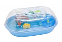 قفص هامستر مغلق شفاف بقاعدة مرتفعة 8 سم - حجم متوس...