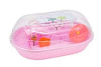 قفص هامستر مغلق شفاف بقاعدة مرتفعة 8 سم - حجم متوس...