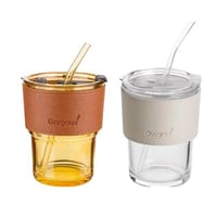 كوب زجاجي مع مزاز - Cup Glass with straw
