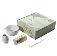 طقم تحضير ادوات الماتشا ابيض مع مصب MC21