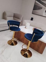 كرسي بار مخمل لون ازرق