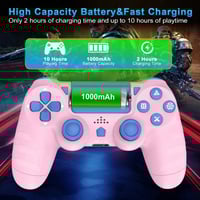 يد تحكم وردية لأجهزة PC/PS4/ Pro/Slim مع بطارية قا...