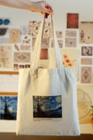 توت باق Tote bag من القطن بتصميم لوحة ليلة مرصعة ب...