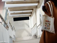 توت باق Tote bag من القطن بتصميم Stones (بني)