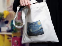 توت باق Tote bag من القطن بتصميم لوحة ليلة مرصعة ب...