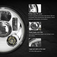 5-3/4 5.75 مصباح امامي اسود/كروم ثلاثي العدسات لدر...