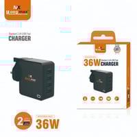 شاحن جداري USB بـ 4 منافذ W36 USB أسود