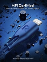 راف باور كيبل لايتننق 1.2 متر نايلون - متوفر أزرق