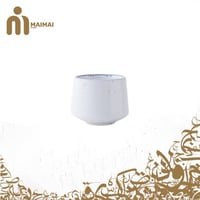 كوب سيرامك بتصميم حجري - 180 مل ابيض بأطراف زرقاء