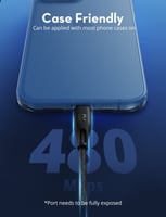 راف باور كيبل لايتننق 2 متر نايلون - اسود