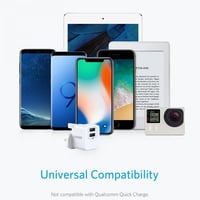 شاحن جداري انكر باوربورت صغير بمنفذين USB وقوة 12...