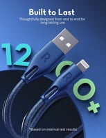 راف باور كيبل لايتننق 1.2 متر نايلون - متوفر رصاصي