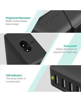 منصة راف باور شاحن جداري 4 منافذ وبأفياش متعددة وب...